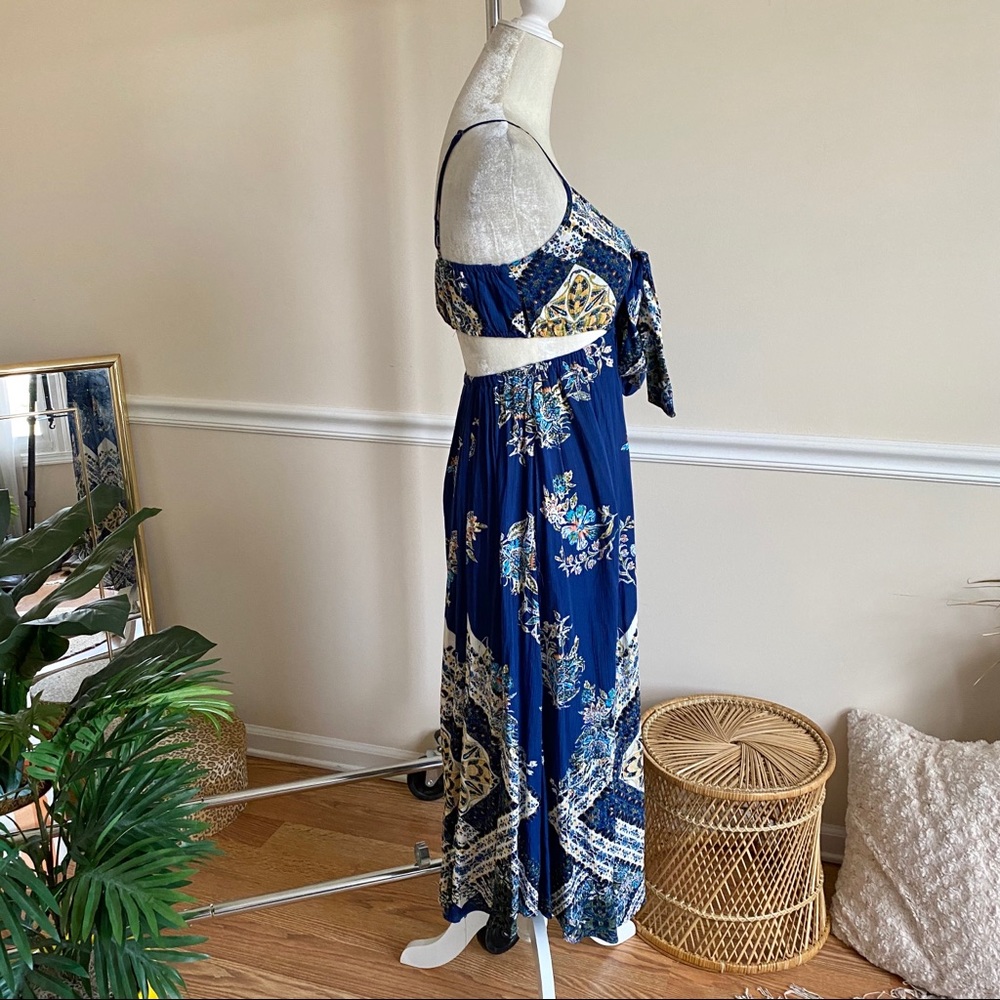 Free People Blue Boho Cut Out Cropped Jumpsuit XS - Picture 8 of 14